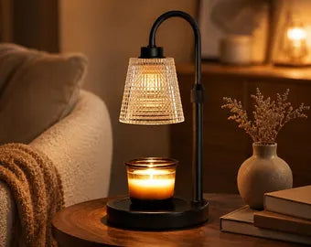 Amberglow Ribbed Glass Candle Warmer Lamp